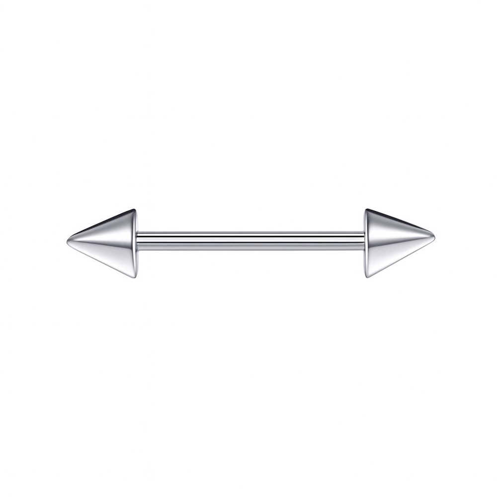 Stainless Steel Spiked Straight Barbell Bridge Nipple Tongue Jewelry